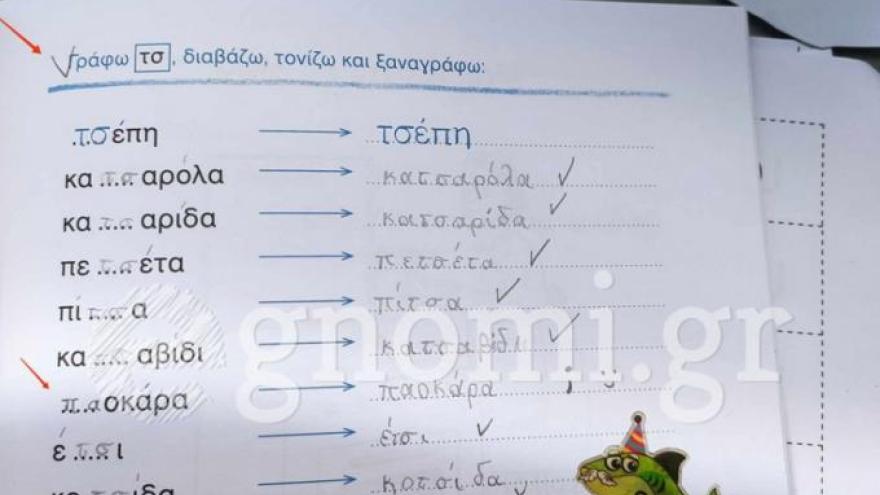 Μαθητής πρώτης δημοτικού έγραψε σε άσκηση με καταλήξεις... «ΠΑΟΚάρα»! (pic)