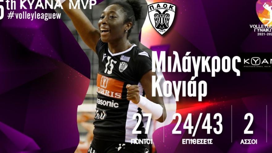 MVP της 25ης αγωνιστικής η Collar-Στην κορυφαία επτάδα η Ξανθοπούλου!