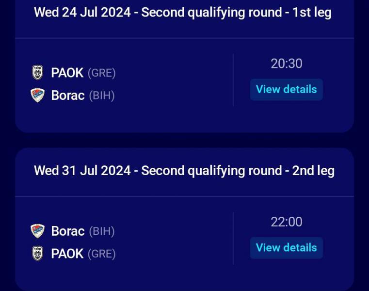 πρόγραμμα προκριματικών αγώνων Champions League