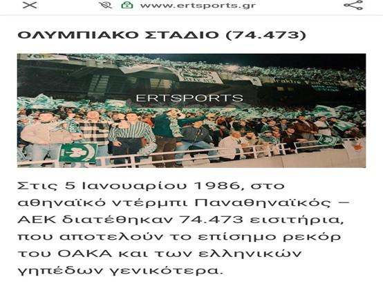 Άρθρο για την έλευση του κόσμου στο ΟΑΚΑ το 1986